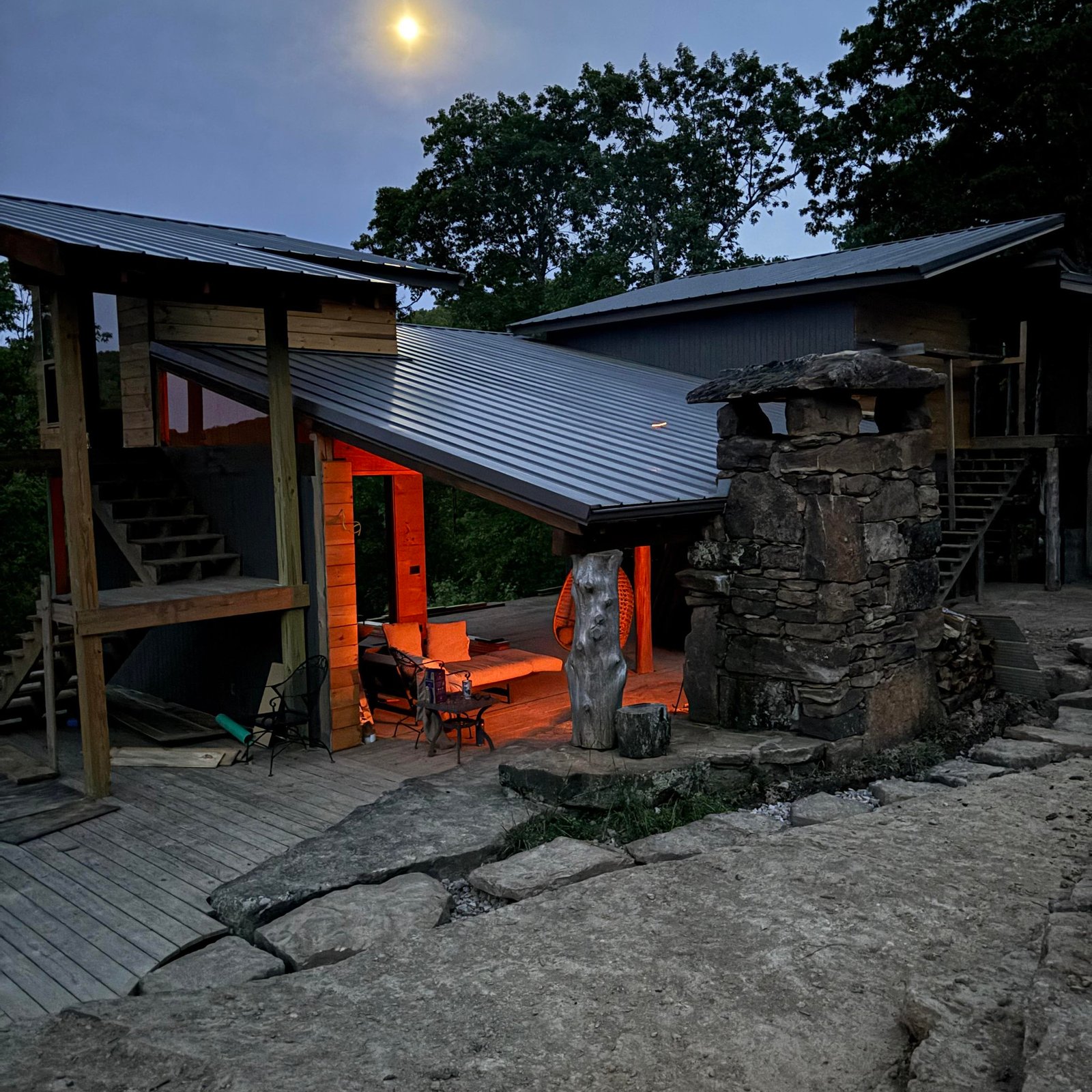 Cabin at night